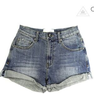 One Teaspoon Distressed Blue Jean Shorts